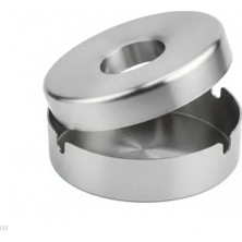 Ulu Pazarlama Kapaklı Paslanmaz Çelik Küllük, 12 cm Yuvarlak Tasarım