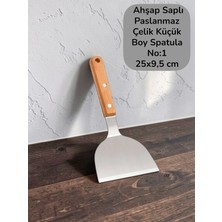 Multiamo Ahşap Saplı Paslanmaz Küçük Boy Çelik Spatula/Börek Hamburger Tatlı Kazıcıyı Baklavacı Spatula No:1