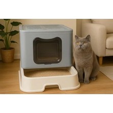 Ulu Pazarlama Çift Filtreli Katlanabilir Kedi Tuvaleti, Xxl Boy