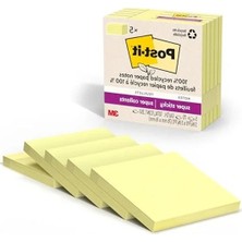 Ulu Pazarlama 3 Inç x 3 Inç, %100 Geri Dönüşümlü Süper Yapışkan Notlar, Kanarya Sarısı