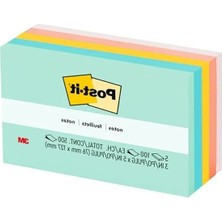 Ulu Pazarlama Pastel Renkli 7,6 x 12,7 cm Post-It Not Seti, 5 Blok