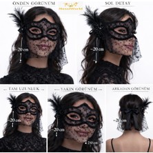 Najmaddin Siyah Dantel Tüllü Peçeli Parti Maskesi