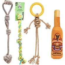 Ulu Pazarlama Köpek Oyuncağı Renkli Halat ve Top Seti, 4'lü Paket