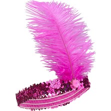 Najmaddin Fuşya Renk Tüylü Çarliston Saç Bandı