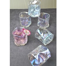 PremiumPort 6'lı Renkli Hologramlı Viski Kokteyl Bardağı, 280ML, Şık ve Eğlenceli