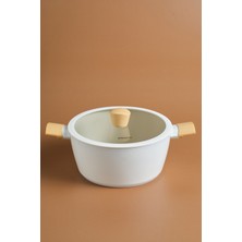 PremiumPort 24 cm Swiss Crystal Almond Cream Tencere, Yanmaz ve Indüksiyon Tabanlı