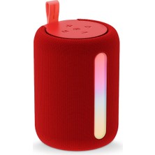 Polosmart FS110 Işıklı Taşınabilir Kablosuz Bluetooth Speaker Hoparlör 1200 Mah Kırmızı