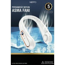 Neffo Boyuna Takılan Fan Mini Klima Serinletici Vantilatör LED Ekranlı 3 Seviye Şarjlı Boyunluk Fan