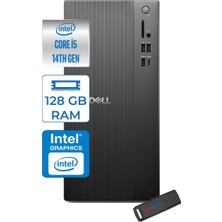 Dell Tower ECT1250 Intel Core I5 14500 128GB Ddr5 2tb SSD UHD Graphics 770 WIN11HOME Kurumsal Masaüstü Bilgisayar QVT1260H28 + Zettausb