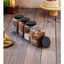 MODA OZY 4'lü 1000ML Cam Kahve Kavanoz Seti-4 Adet Origami Kaşık-21 Adet Şeffaf Içecek Etiket Tabakası Hediye