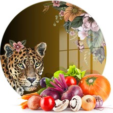 Decovetro Cam Kesme Tahtası ve Sunumluk Yuvarlak Tropik Leopar Desenli 30 x 30 cm