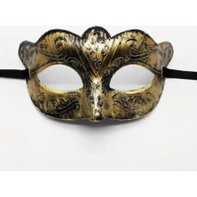 Najmaddin Altın Renk Eskitme Maskeli Balo Maskesi – Venedik Tarzı Parti Maskesi
