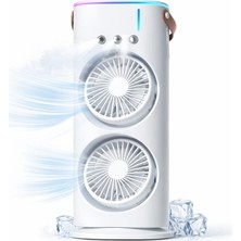Beemen Çift Fanlı Buharlı Serinletici Masaüstü Fan 3 Püskürtme Başlıklı USB Şarjlı Kule Tipi Vantilatör