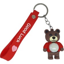 Die Grup Figürlü ve Işıklı Silikon Anahtarlık - Yogi - Kırmızı