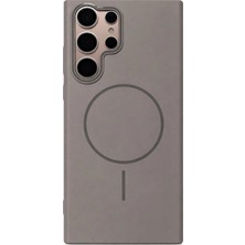 Fenza Samsung Galaxy S24 Ultra Uyumlu Kamera Çıkıntılı Magsafe Wireless Şarj Özellikli Gri Renkli Sert Sararmaz Silik