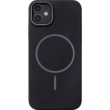 Fenza iPhone 12-12 Pro Uyumlu Kamera Çıkıntılı Magsafe Wireless Şarj Özellikli Siyah Renkli Sert Sararmaz Silikon Kılıf