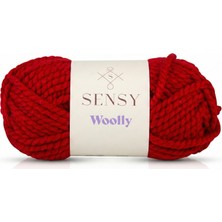 Sensy Premium Woolly El Örgü Ipi Atkı Bere Şapka Ip Panço Ipi Hırka Ipliği Kırmızı