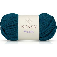 Sensy Premium Woolly El Örgü Ipi Atkı Bere Şapka Ip Panço Ipi Hırka Ipliği Petrol Mavisi