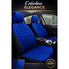 Trobus Peugeot 3008 2016 ve Sonrası Uyumlu Colorline Elegance Deri Mavi Siyah Koltuk Kılıfı