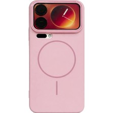 Fenza Xiaomi 17 Pro Max Uyumlu Kamera Çıkıntılı Magsafe Wireless Şarj Özellikli Pembe Renkli Sert Sararmaz Silikon Kılıf