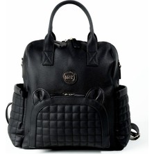 Die Grup M&y Kitty Deri Anne Bebek Bakım Sırt Çantası 7271 Siyah