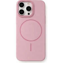 Fenza iPhone 15 Pro Uyumlu Kamera Çıkıntılı Magsafe Wireless Şarj Özellikli Pembe Renkli Sert Sararmaz Silikon Kılıf