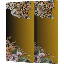 Decovetro Cam Kahve Sofra Sunum Tablası 2'li Set Tropik Leopar Desenli 30 x 15 cm