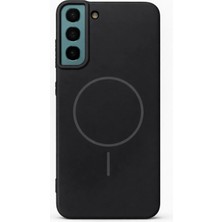 Fenza Samsung Galaxy S22 Plus Uyumlu Kamera Çıkıntılı Magsafe Wireless Şarj Özellikli Siyah Renkli Sert Sararmaz Siliko