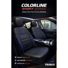 Trobus Peugeot 3008 2016 ve Sonrası Uyumlu Colorline Sport Deri Siyah - Mavi Koltuk Kılıfı