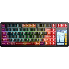Aula L99 4" Akıllı Dokunmatik Ekranlı 3 Modlu Rgb Hot Swap Raindrop Switch Mekanik Kablosuz Oyuncu Klavyesi Kırmızı