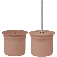 Die Grup Oioi Ham+Hüp Pipetli Silikon Bardak Seti Woody Brown / Powder Grey