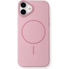 Fenza iPhone 16 Uyumlu Kamera Çıkıntılı Magsafe Wireless Şarj Özellikli Pembe Renkli Sert Sararmaz Silikon Kılıf
