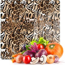 Decovetro Cam Kesme Tahtası ve Sunumluk Kare Leopar Desenli 30 x 30 cm