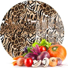 Decovetro Cam Kesme Tahtası ve Sunumluk Yuvarlak Leopar Desenli 30 x 30 cm