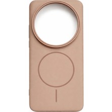 Fenza Xiaomi 13 Ultra Uyumlu Kamera Çıkıntılı Magsafe Wireless Şarj Özellikli Gold Renkli Sert Sararmaz Silikon Kılıf