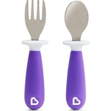 Die Grup Munchkin Sıçrama Engelleyici Çocuk Çatal & Kaşık Seti 12 Ay+ Mor