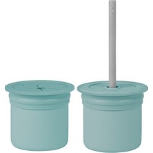 Die Grup Oioi Ham+Hüp Pipetli Silikon Bardak Seti Aqua Green / Powder Grey