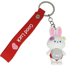 Die Grup Figürlü ve Işıklı Silikon Anahtarlık - Tavşan - Kırmızı