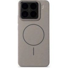 Fenza Xiaomi 15 Pro Uyumlu Kamera Çıkıntılı Magsafe Wireless Şarj Özellikli Gri Renkli Sert Sararmaz Silikon Kılıf