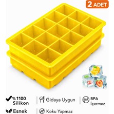 Evolis Kitchen 2ADET 15 Bölmeli Büyük Boy Silikon Buz Kalıb-Kare Buzluk Kokteyl Sunum Buz Kalıbı Et Suyu Saklama