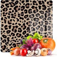 Decovetro Cam Kesme Tahtası ve Sunumluk Kare Leopar Desenli 30 x 30 cm
