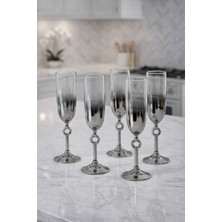 PremiumPort Şık Gümüş Ayaklı Cam Bardak Seti 6’lı, 150CC, Lüks ve Zarif Tasarım