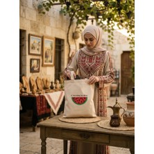 Geleneksel Filistin Yarım Karpuzlu "ıf You Know You Know" Dijital Baskılı El Hambez Çanta 35*40 cm