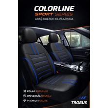 Trobus Mercedes E Serisi 2013 ve Sonrası Uyumlu Colorline Sport Deri Siyah - Mavi Koltuk Kılıfı
