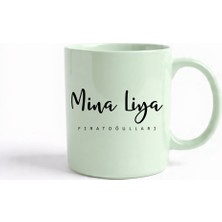 Veracraft Kişiye Özel Isim Yazılı Mint Yeşili Kupa Bardak - Minimalist Tasarım Seramik Mug