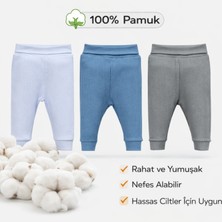 Angeltouch %100 Pamuklu Tek Alt Pantolon Patiksiz Raporlu 3'lü Set Erkek Kız Bebek