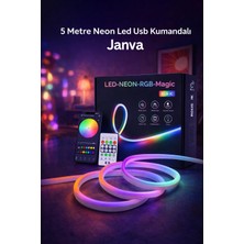 Janva Sese Duyarlı Rgb Kumandalı 5 Metre Neon Şerit Hortum LED USB Uyumlu Renkli Işık Pixel