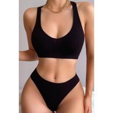 Pms Kadın Siyah Desteksiz Seamless Tangalı Iç Çamaşır Takımı