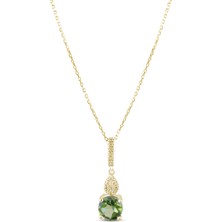Lial Diamond 0.74 Karat Pırlanta Peridot Kolye  Doğal Pırlanta, Sertifikalı Mücevher