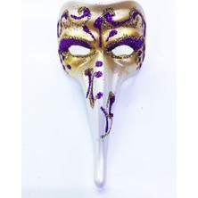 Die Grup Mor Renk Işlemeli Seramik Malzemeden Imal Venedik Uzun Maske Magnet